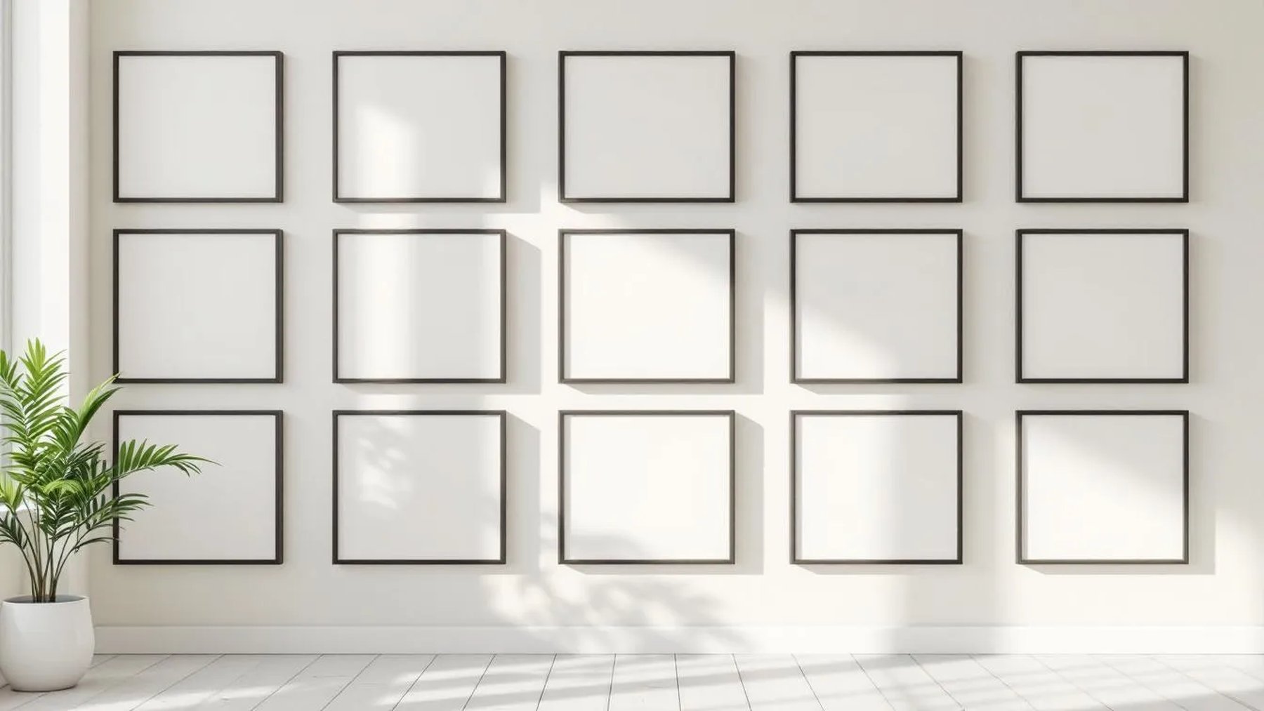 Frame Editorial Room Mockup — Matte Black Frame Square 1:1 — Perspective View — #01700 | MockupBulk