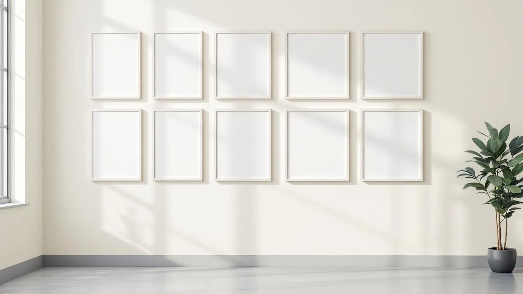 Frame Wall Art Mockup — White Frame Square 1:1 — Perspective View — #01703 | MockupBulk