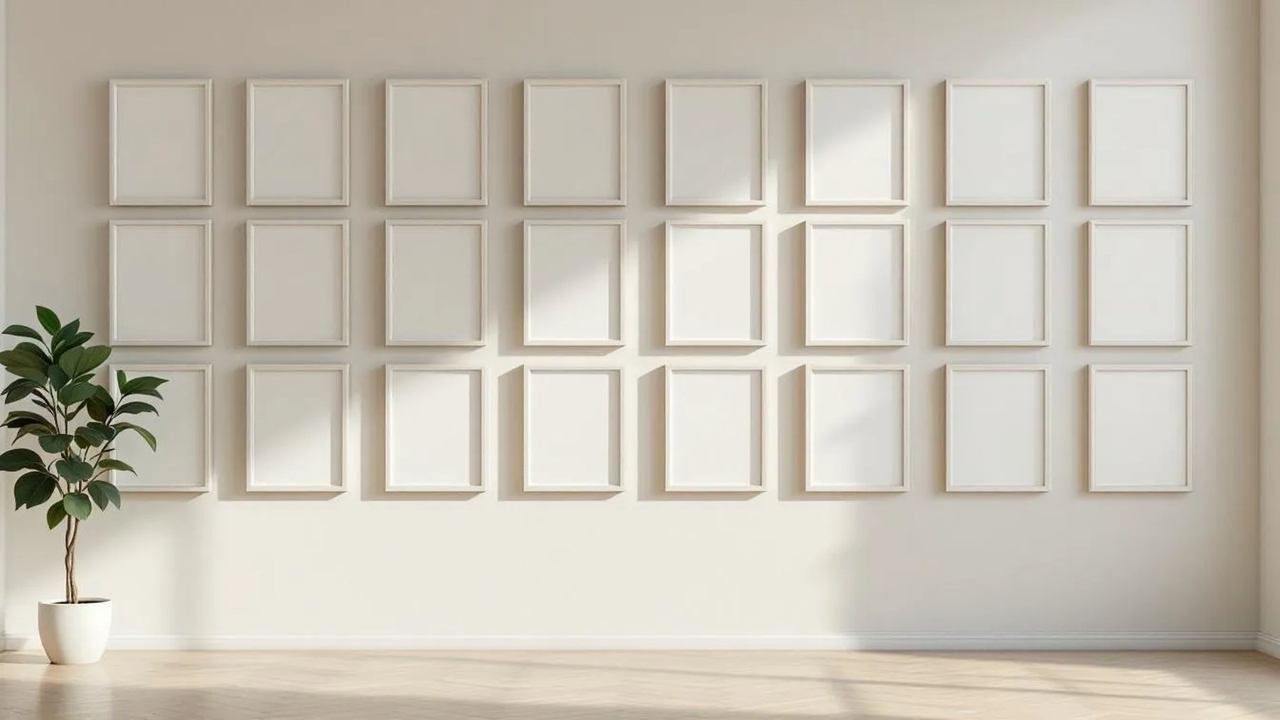 Frame Wall Art Mockup — White Frame Square 1:1 — Perspective View — #01706 | MockupBulk