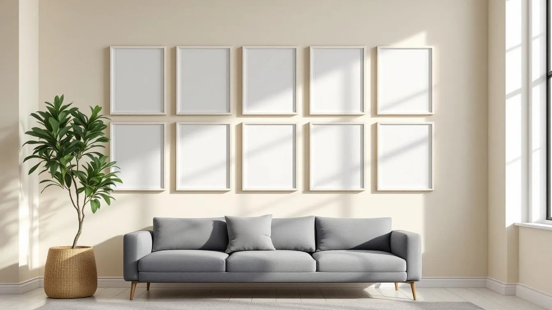 Frame Frame Display Mockup — White Frame Portrait 2:3 — Perspective View — #01712 | MockupBulk