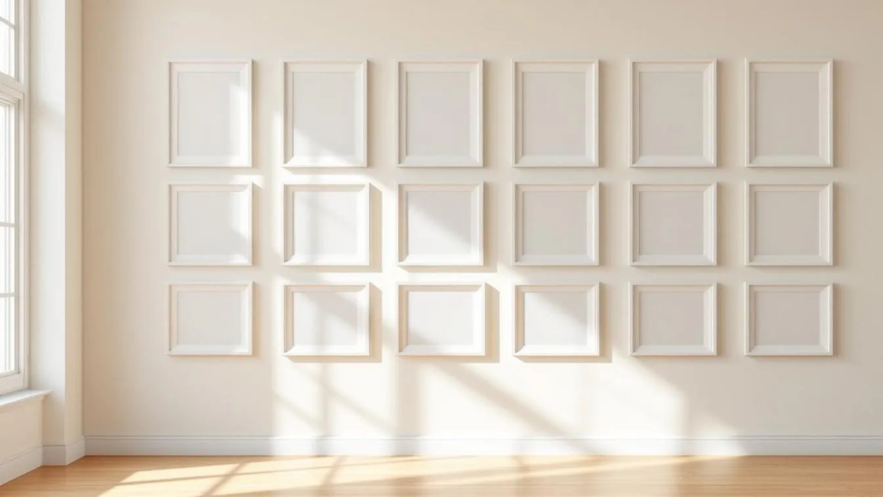 Frame Room Scene Mockup — White Frame Square 1:1 — Perspective View — #01715 | MockupBulk