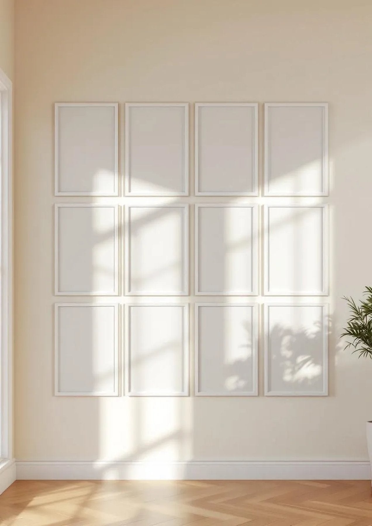 Frame Interior Frame Mockup — White Frame Portrait 2:3 — Perspective View — #01716 | MockupBulk