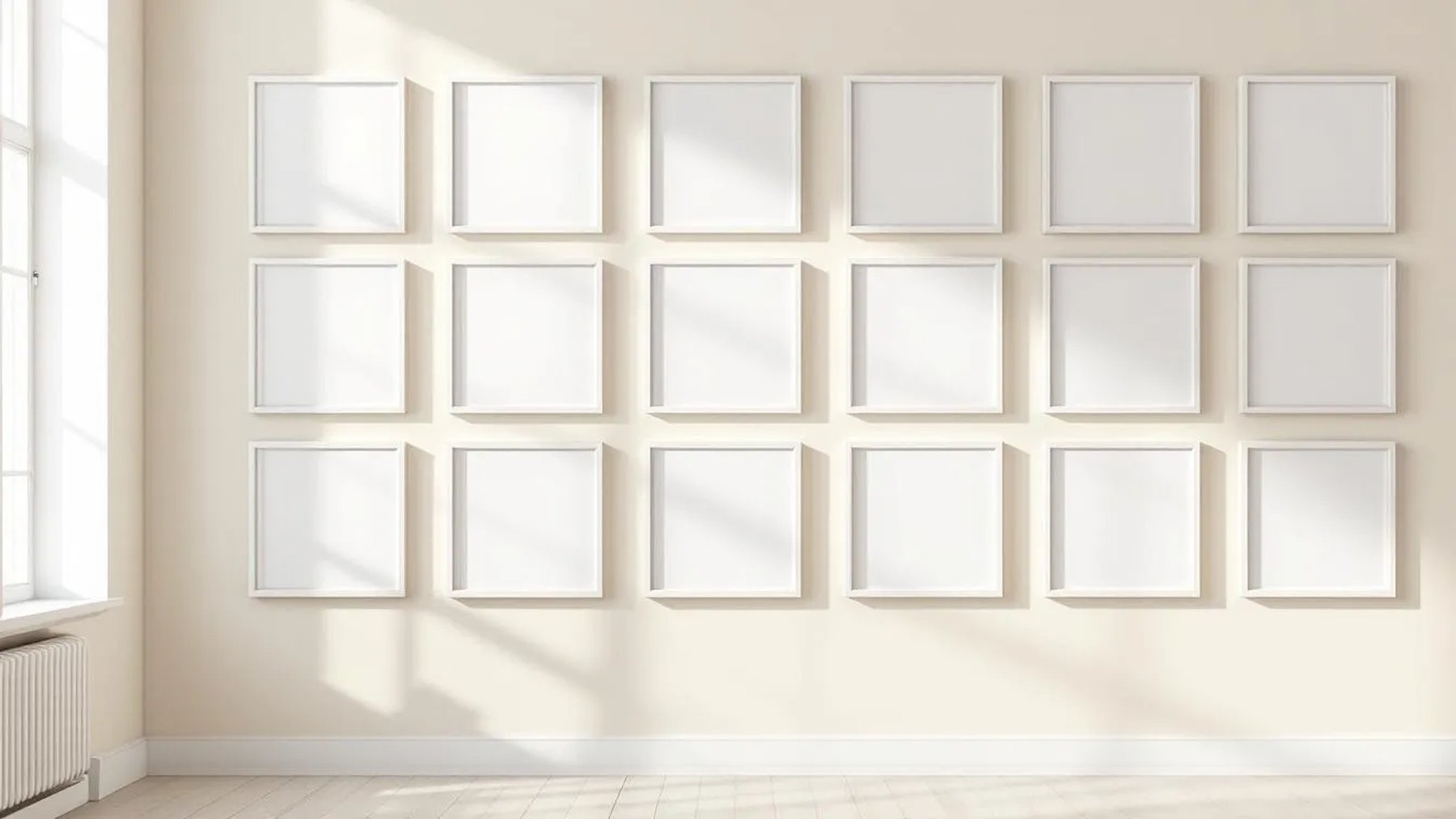 Frame Room Scene Mockup — White Frame Square 1:1 — Perspective View — #01721 | MockupBulk