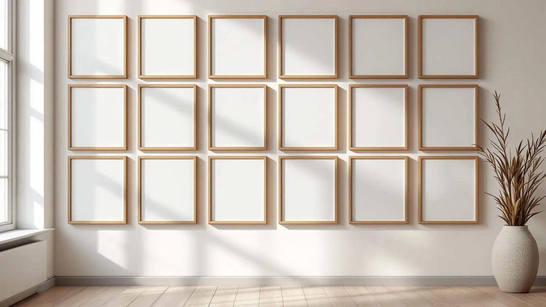 Frame Wall Art Mockup — Natural Oak Frame Portrait 2:3 — Perspective View — #01724 | MockupBulk