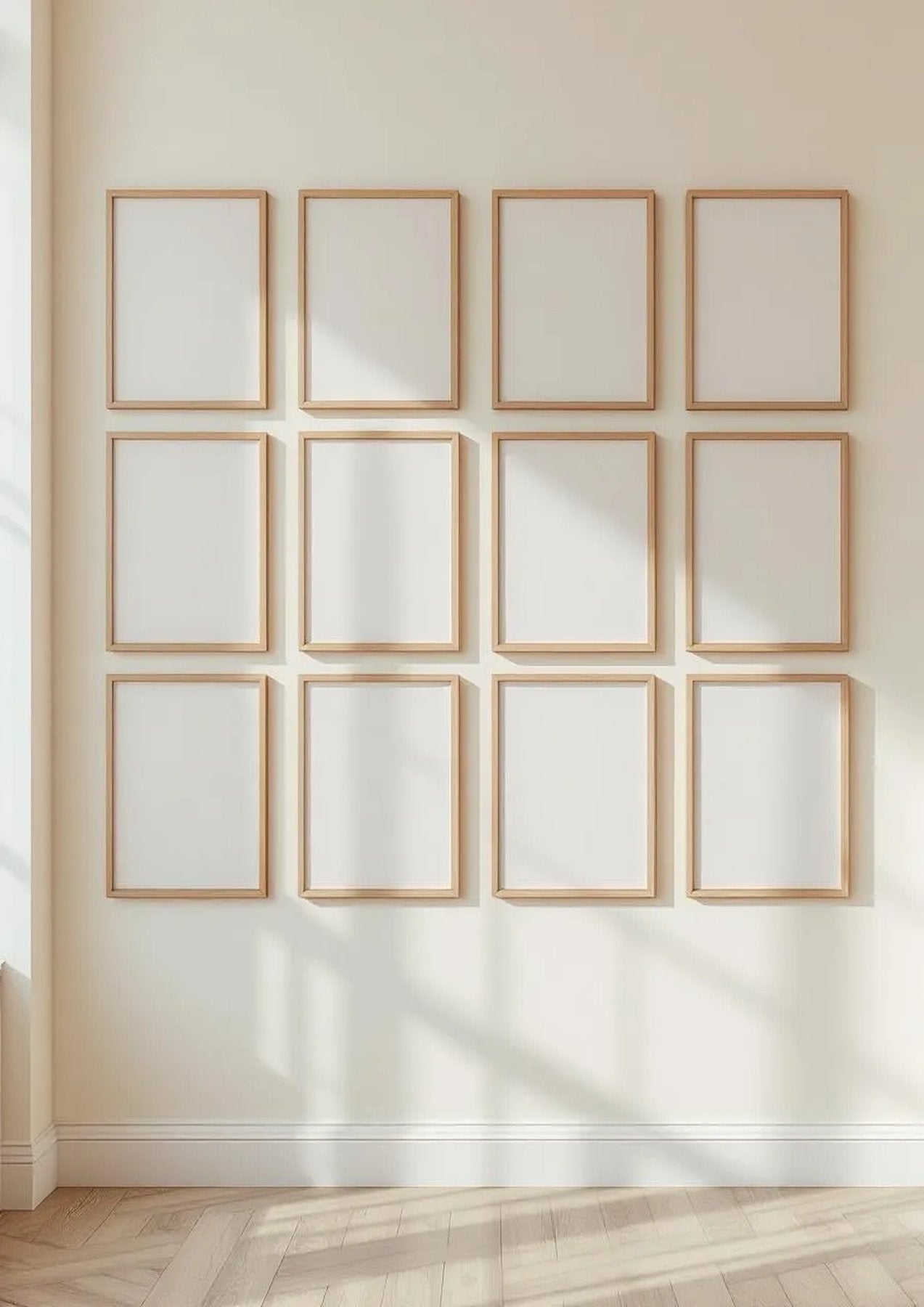 Frame High-Res Frame Mockup — Natural Oak Frame Portrait 2:3 — Perspective View — #01728 | MockupBulk