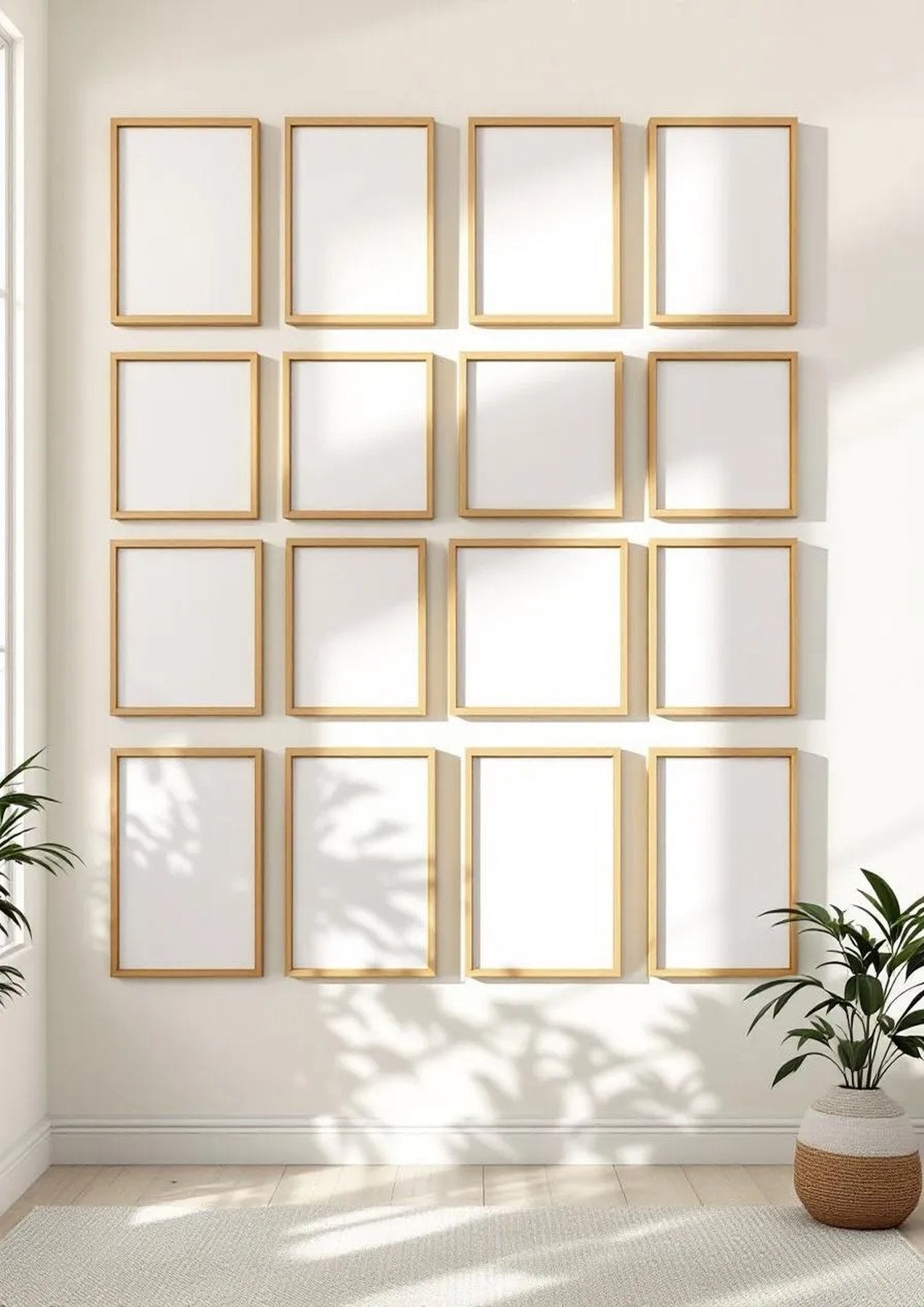 Frame Room Scene Mockup — Natural Oak Frame Portrait 2:3 — Perspective View — #01731 | MockupBulk