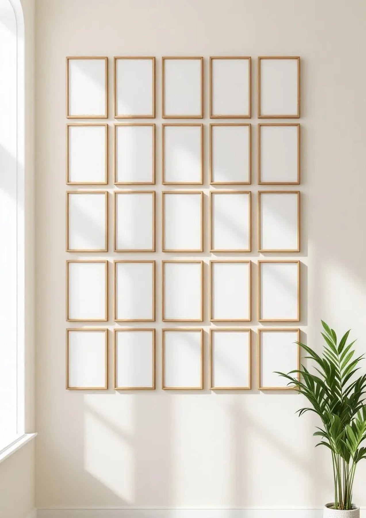 Frame Frame Display Mockup — Natural Oak Frame Portrait 2:3 — Perspective View — #01734 | MockupBulk