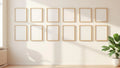 Frame Frame Display Mockup — Natural Oak Frame Square 1:1 — Perspective View — #01736 | MockupBulk