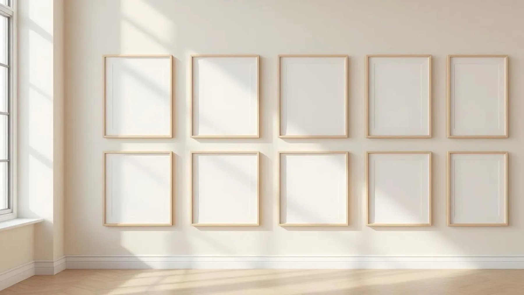 Frame Editorial Room Mockup — Natural Oak Frame Square 1:1 — Perspective View — #01739 | MockupBulk