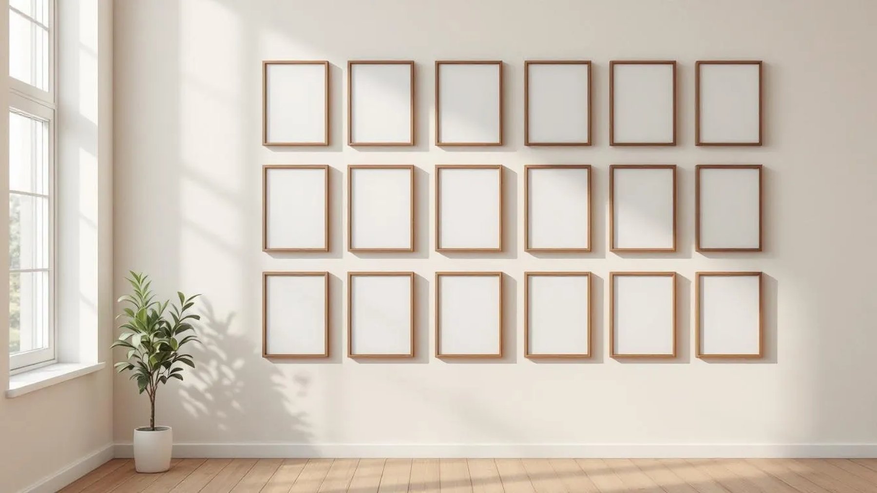 Frame Frame Display Mockup — Walnut Frame Square 1:1 — Perspective View — #01745 | MockupBulk
