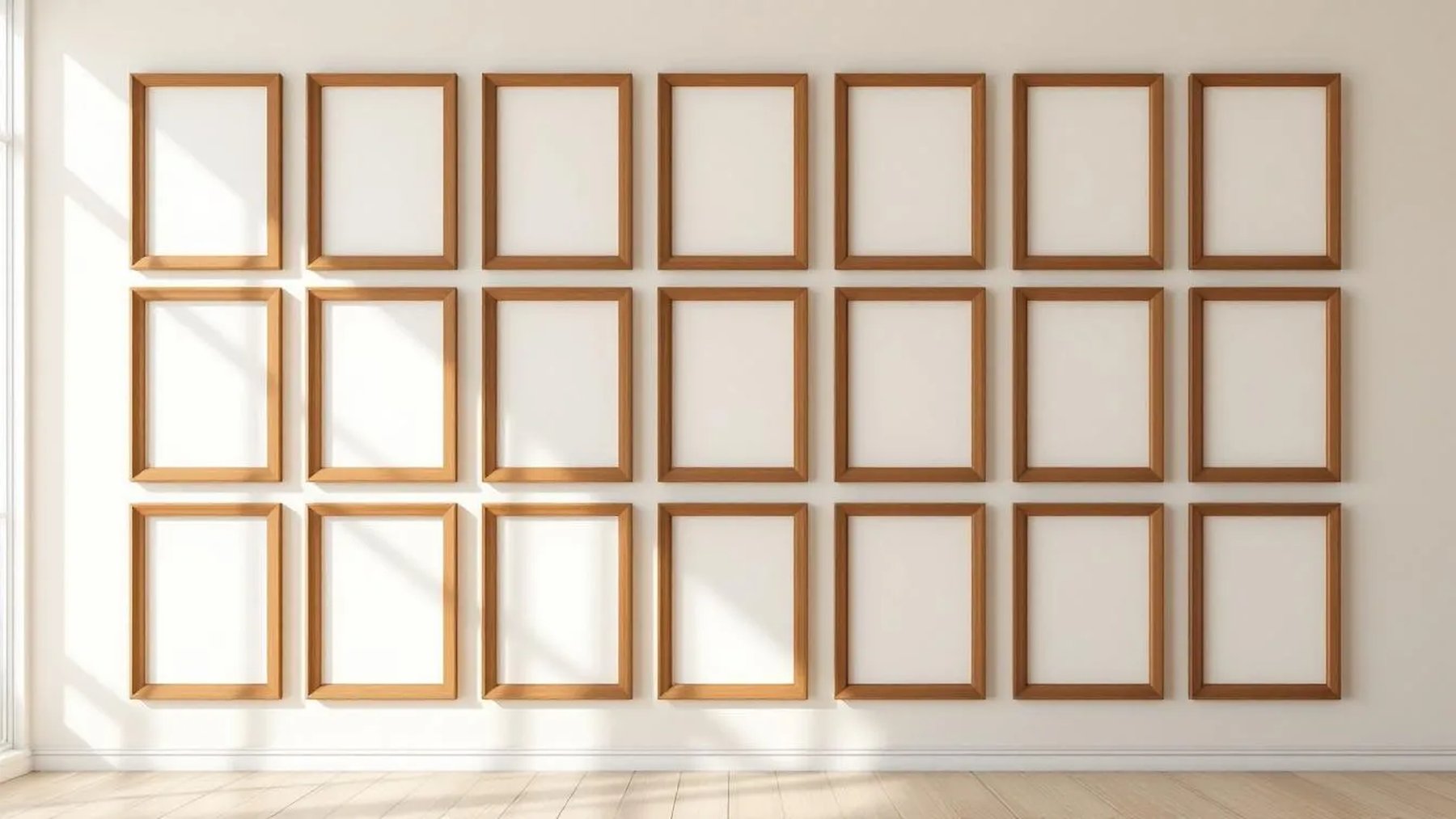 Frame Frame Display Mockup — Walnut Frame Portrait 5:7 — Perspective View — #01748 | MockupBulk