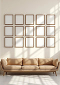 Frame Styled Room Mockup — Walnut Frame Portrait 2:3 — Perspective View — #01752 | MockupBulk