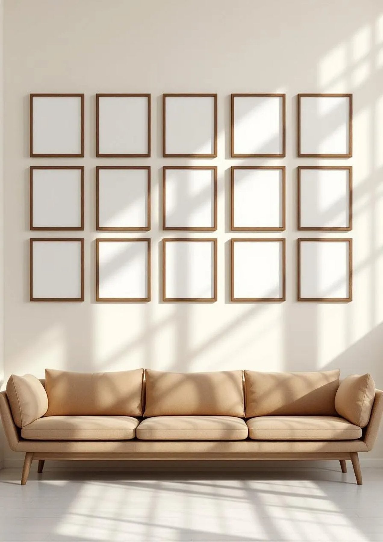 Frame Styled Room Mockup — Walnut Frame Portrait 2:3 — Perspective View — #01752 | MockupBulk