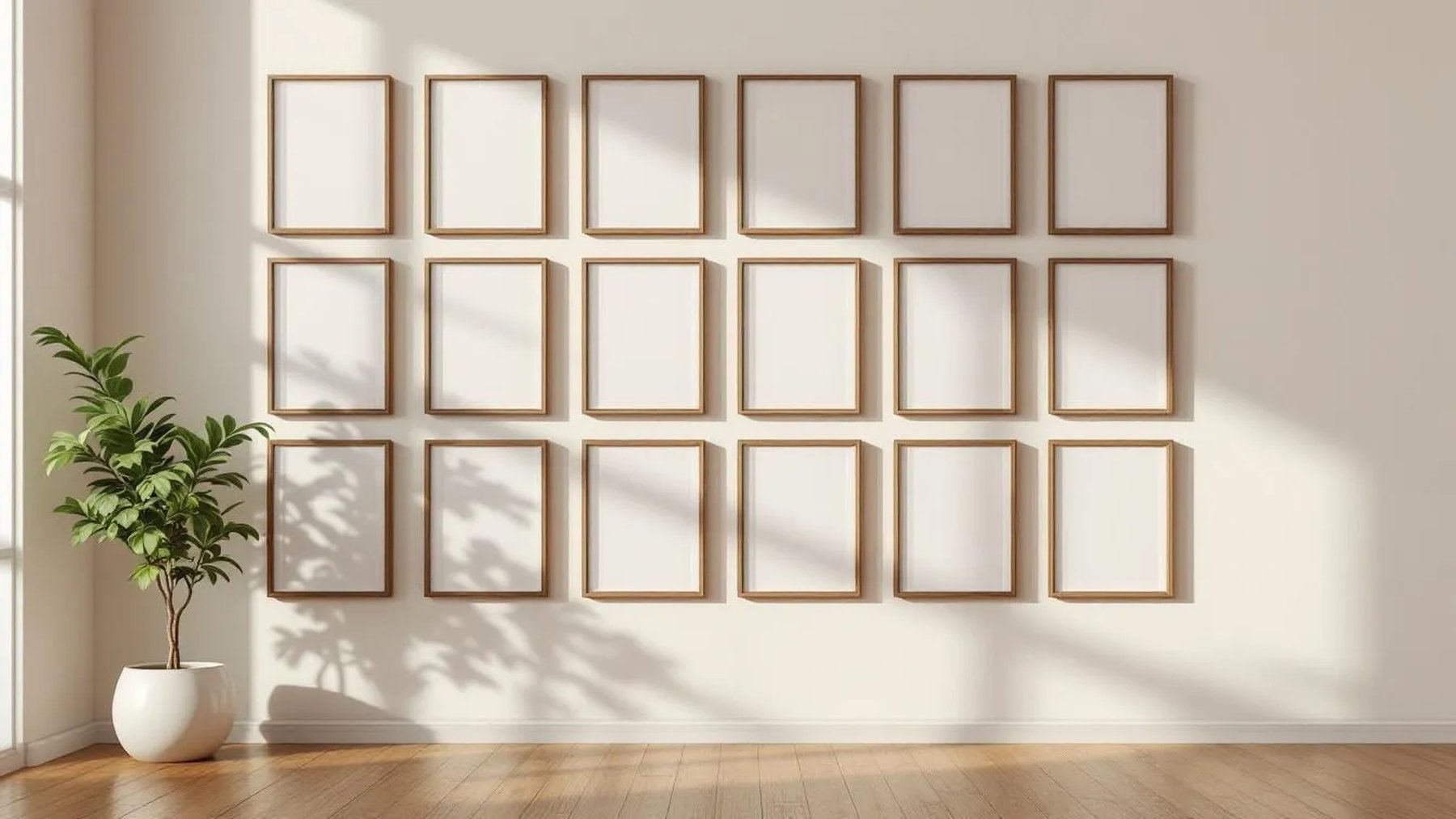 Frame Styled Room Mockup — Walnut Frame Portrait 2:3 — Perspective View — #01754 | MockupBulk