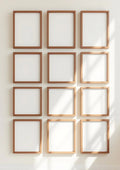 Frame Interior Frame Mockup — Walnut Frame Portrait 2:3 — Perspective View — #01755 | MockupBulk