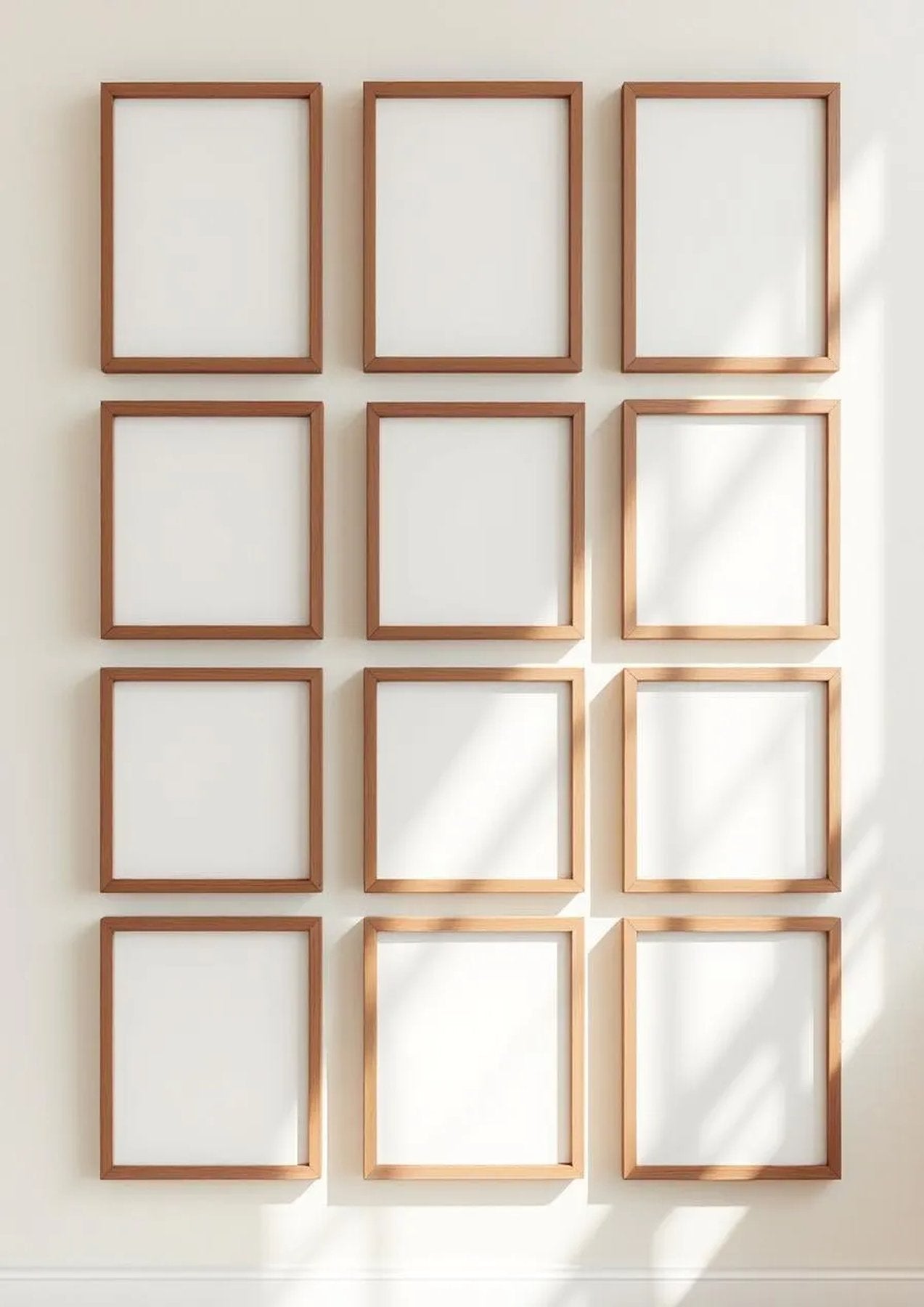 Frame Interior Frame Mockup — Walnut Frame Portrait 2:3 — Perspective View — #01755 | MockupBulk