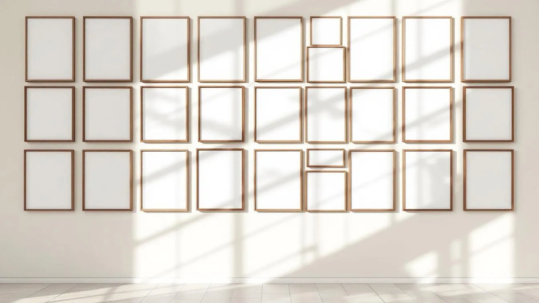 Frame Room Scene Mockup — Walnut Frame Portrait 4:5 — Perspective View — #01757 | MockupBulk