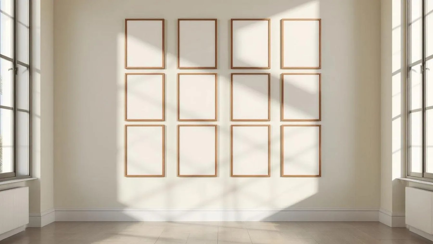 Frame Editorial Room Mockup — Walnut Frame Square 1:1 — Perspective View — #01760 | MockupBulk