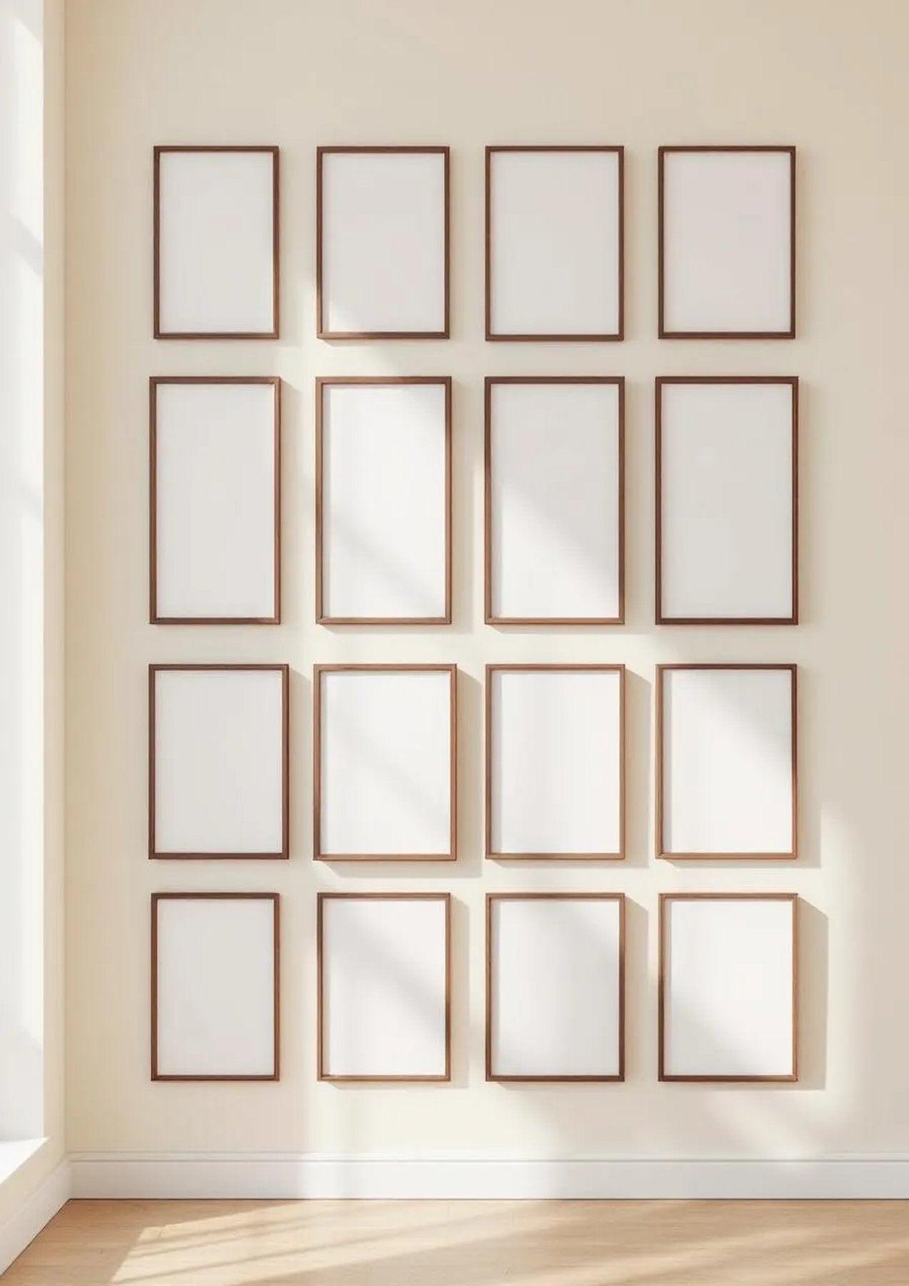 Frame Professional Frame Mockup — Walnut Frame Portrait 2:3 — Perspective View — #01761 | MockupBulk