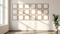 Frame Premium Interior Mockup — Walnut Frame Square 1:1 — Perspective View — #01763 | MockupBulk