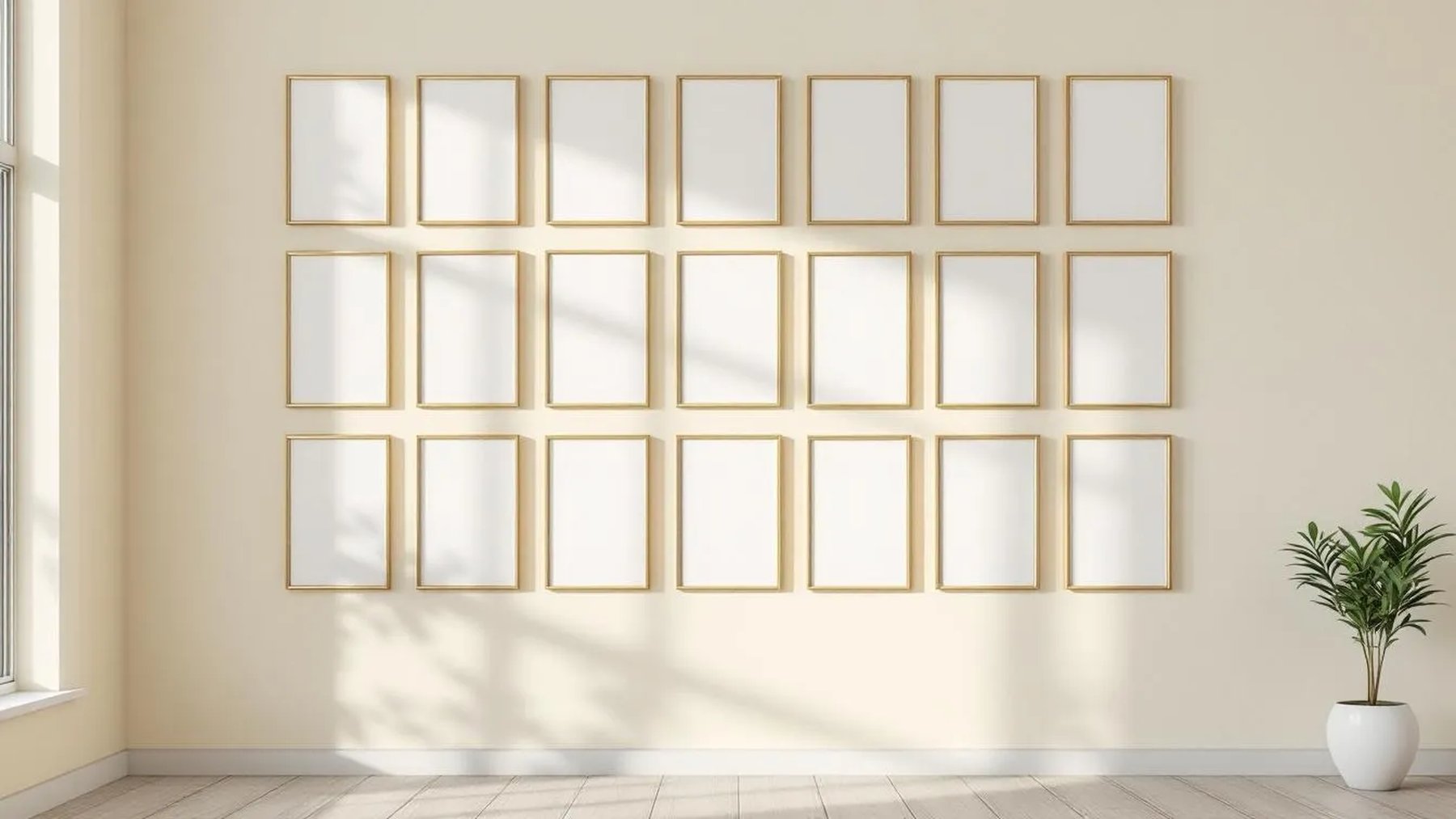 Frame Lifestyle Frame Mockup — Gold Frame Portrait 2:3 — Perspective View — #01766 | MockupBulk