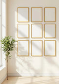 Frame Premium Interior Mockup — Gold Frame Portrait 5:7 — Perspective View — #01767 | MockupBulk