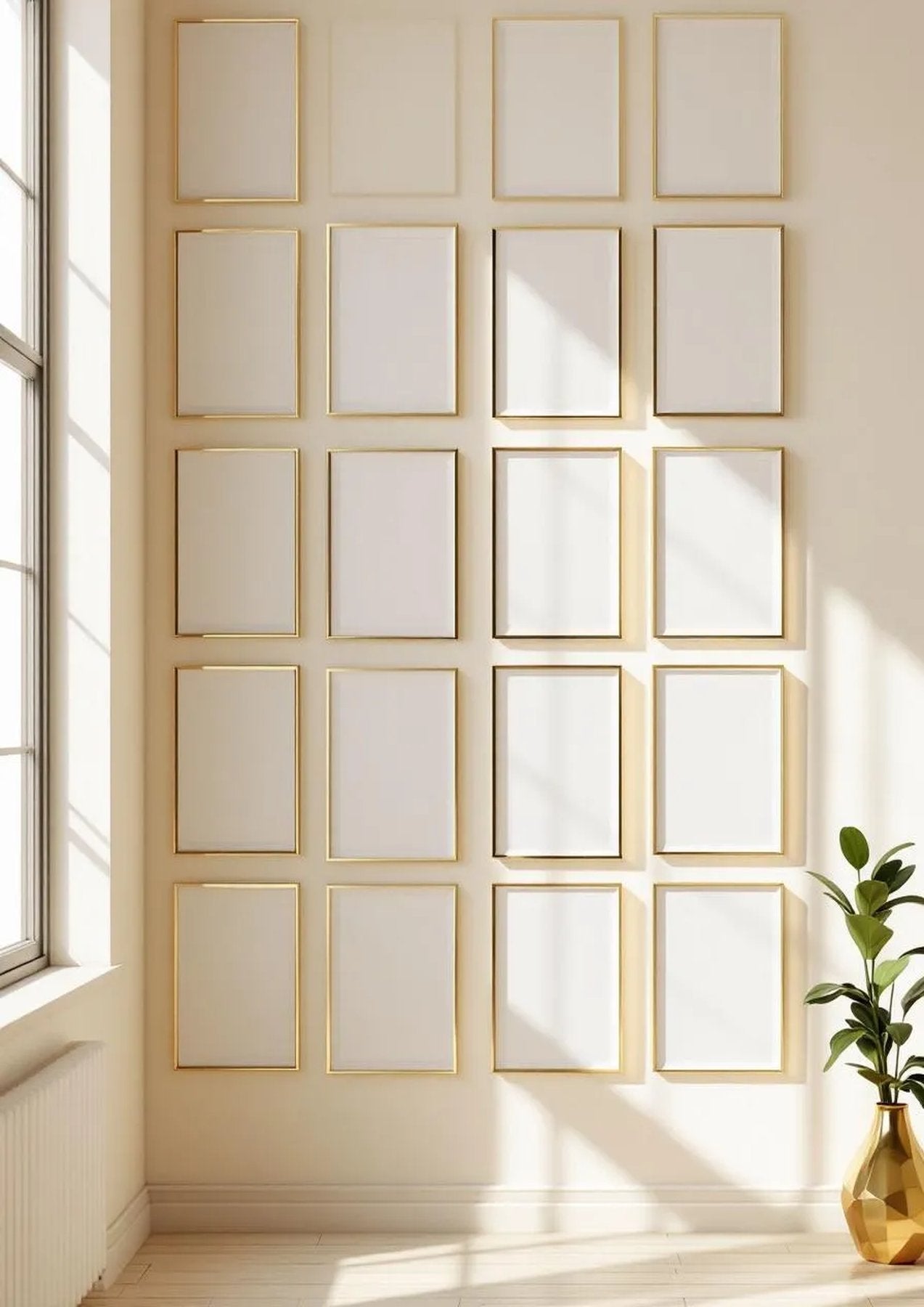 Frame Frame Display Mockup — Gold Frame Portrait 2:3 — Perspective View — #01770 | MockupBulk