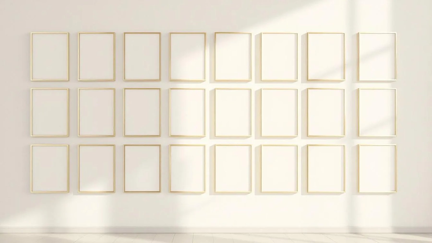 Frame Interior Frame Mockup — Gold Frame Square 1:1 — Perspective View — #01772 | MockupBulk