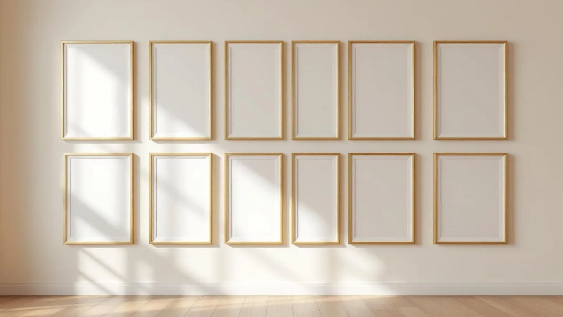 Frame Styled Room Mockup — Gold Frame Square 1:1 — Perspective View — #01775 | MockupBulk