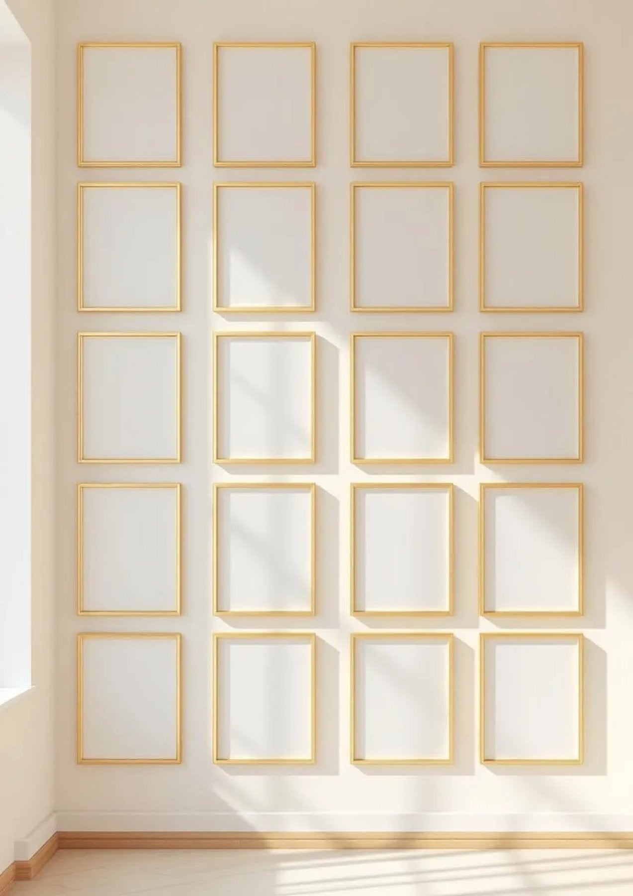 Frame Premium Interior Mockup — Gold Frame Portrait 4:5 — Perspective View — #01776 | MockupBulk