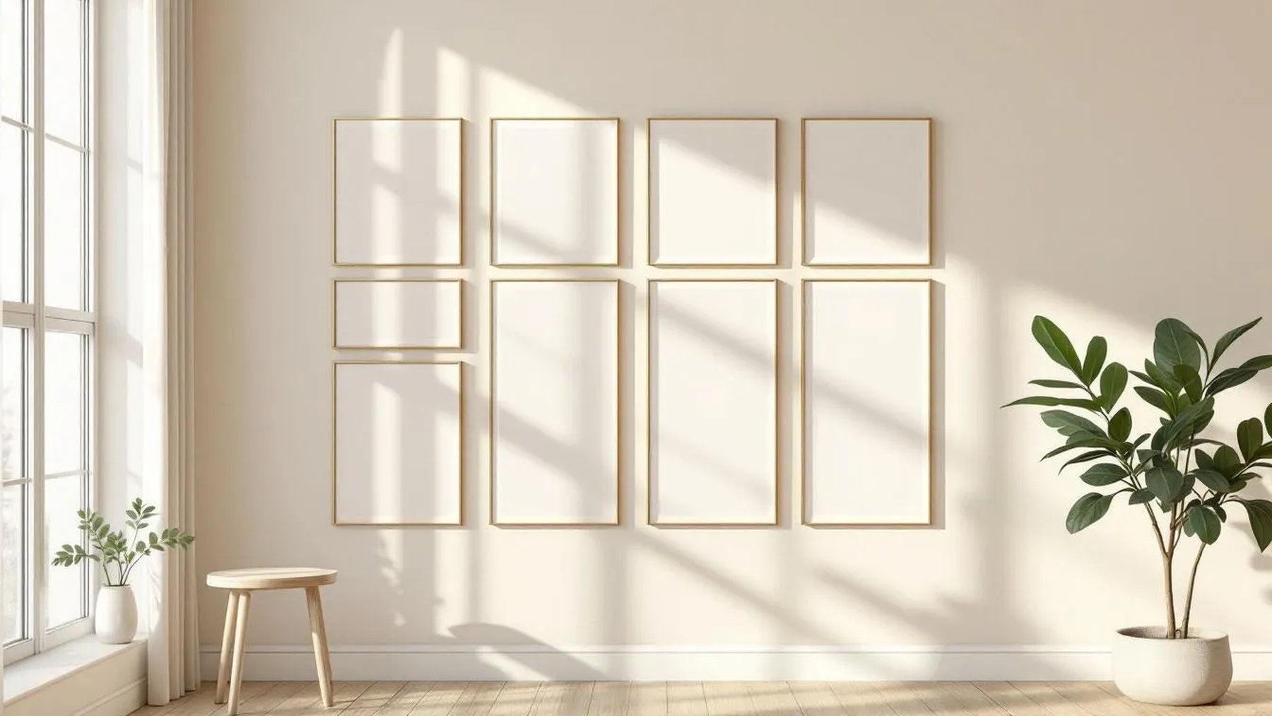 Frame High-Res Frame Mockup — Gold Frame Portrait 2:3 — Perspective View — #01778 | MockupBulk