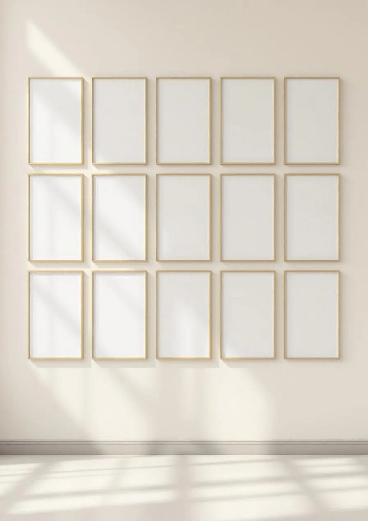 Frame Interior Frame Mockup — Gold Frame Portrait 2:3 — Perspective View — #01779 | MockupBulk