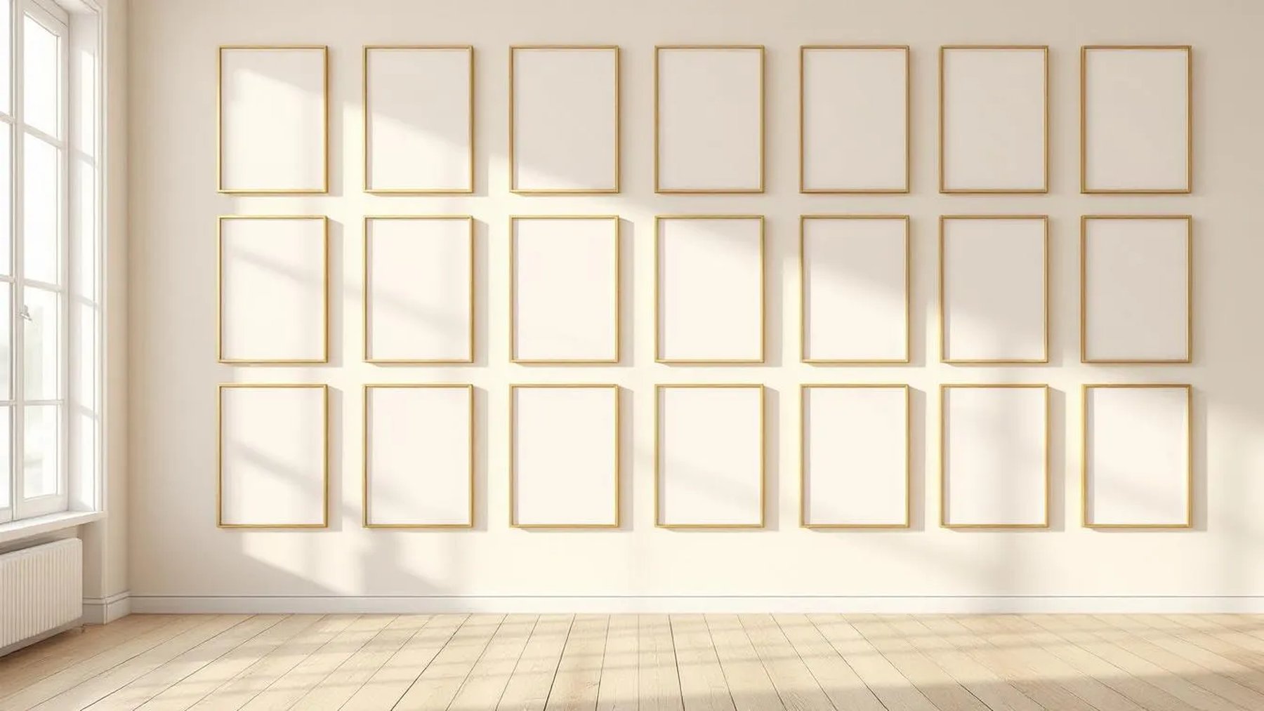Frame Premium Interior Mockup — Gold Frame Square 1:1 — Perspective View — #01781 | MockupBulk