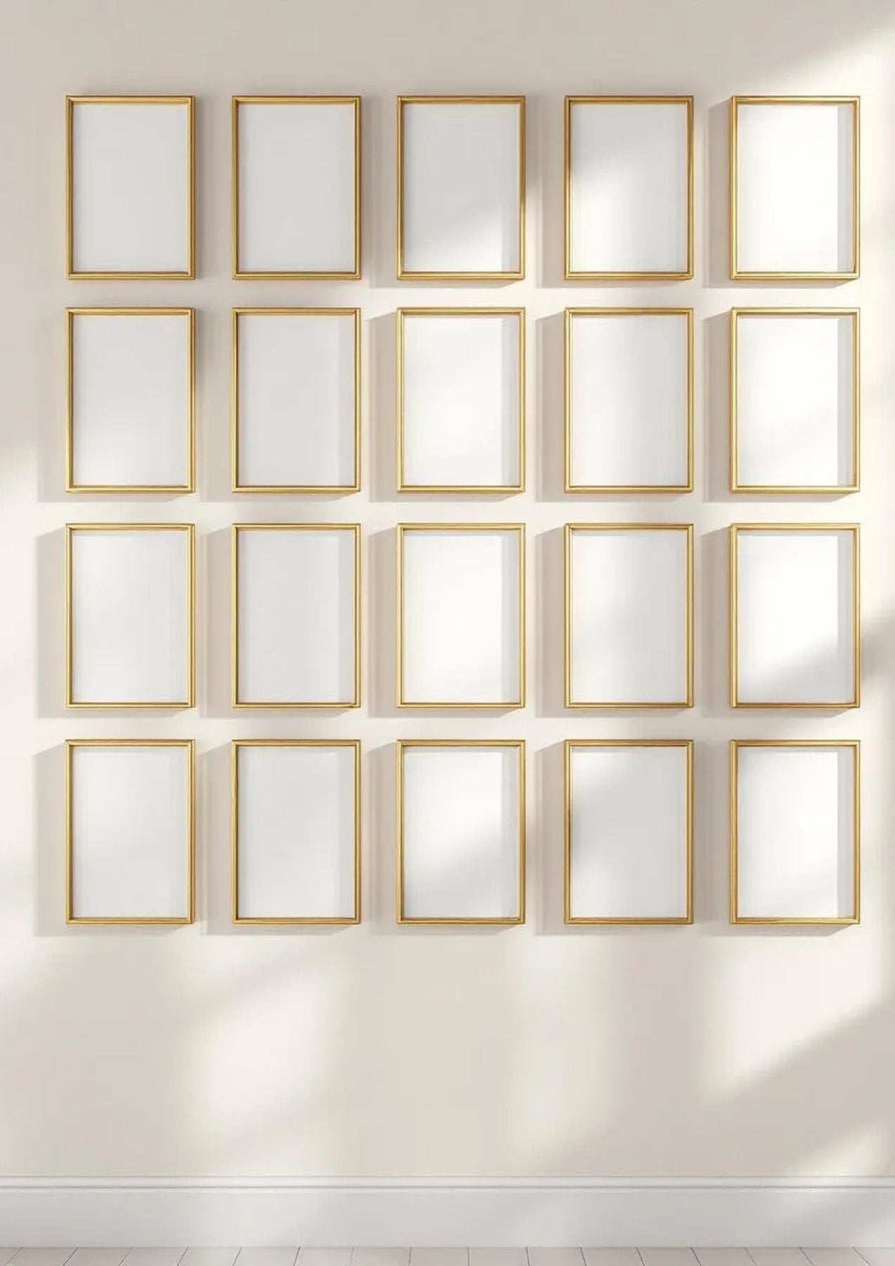 Frame Editorial Room Mockup — Gold Frame Portrait 2:3 — Perspective View — #01782 | MockupBulk