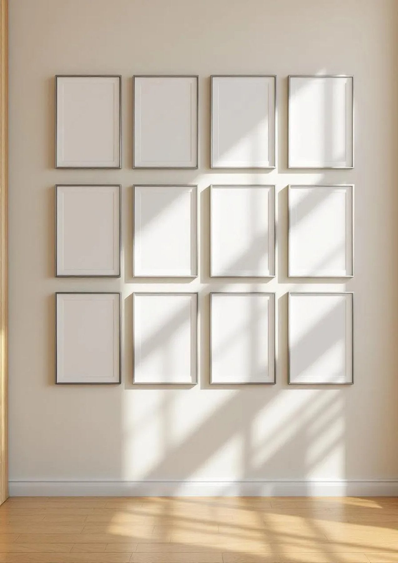 Frame Wall Art Mockup — Silver Frame Portrait 2:3 — Perspective View — #01791 | MockupBulk