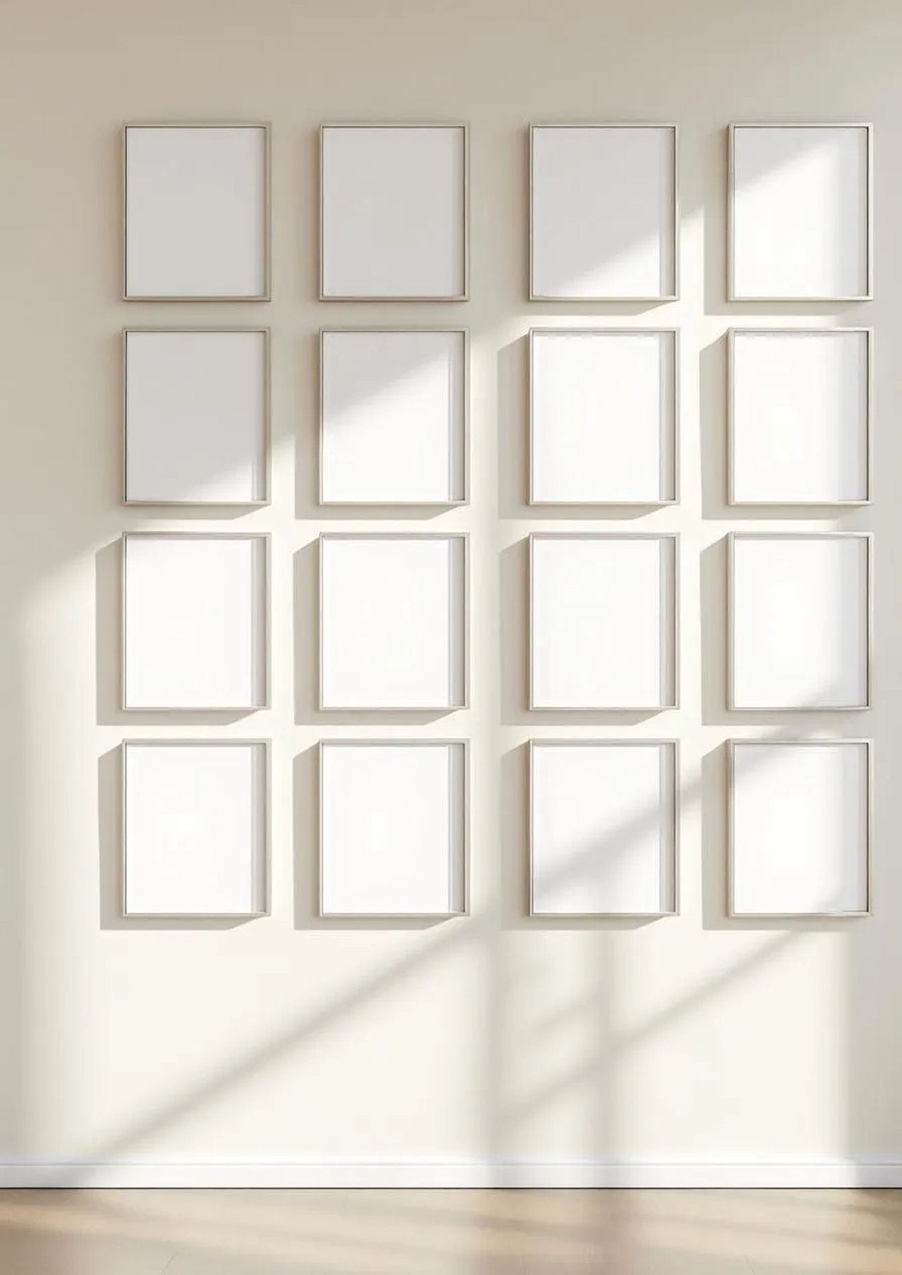 Frame Wall Art Mockup — Silver Frame Portrait 2:3 — Perspective View — #01794 | MockupBulk