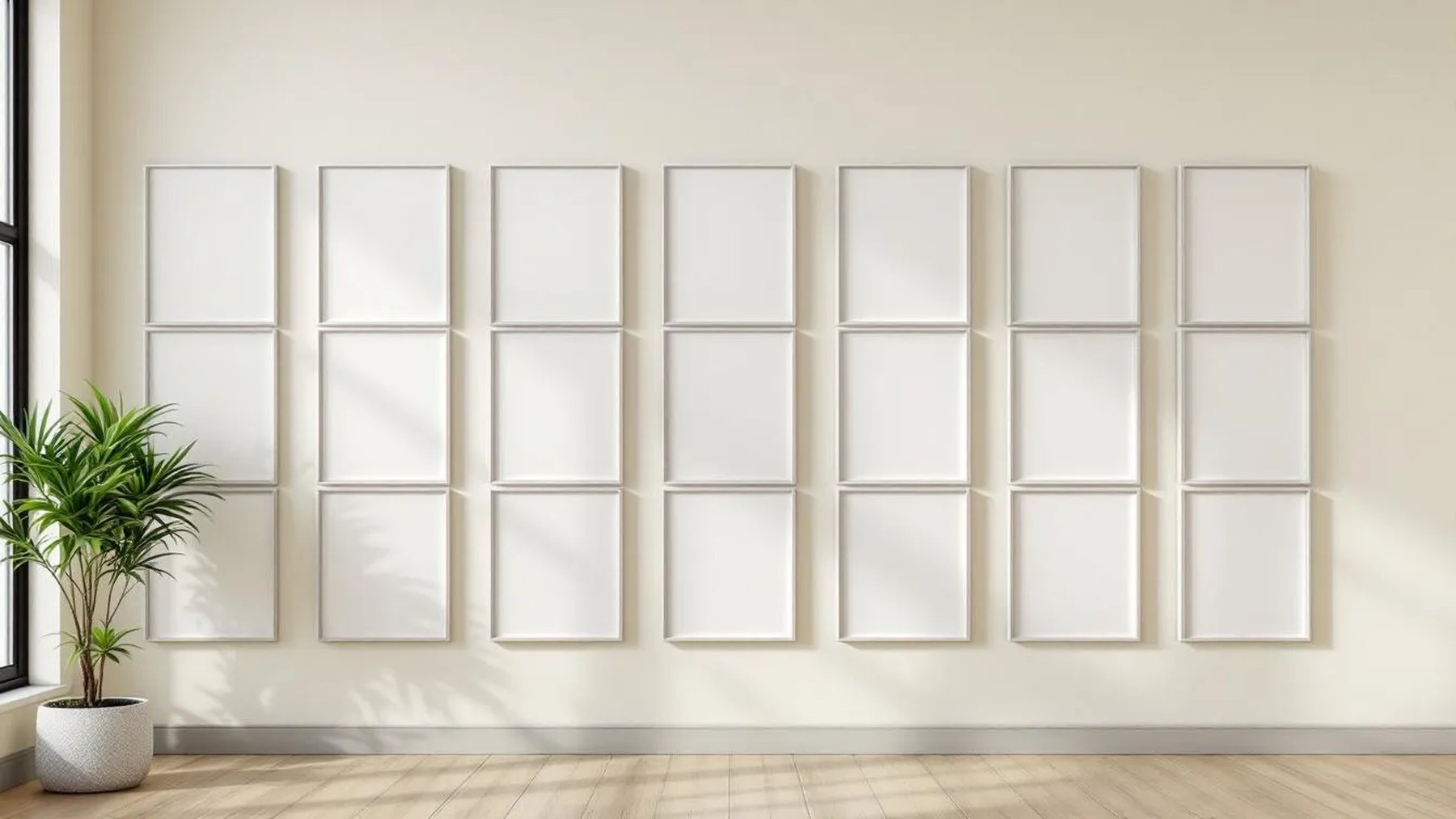 Frame Styled Room Mockup — Silver Frame Portrait 2:3 — Perspective View — #01802 | MockupBulk