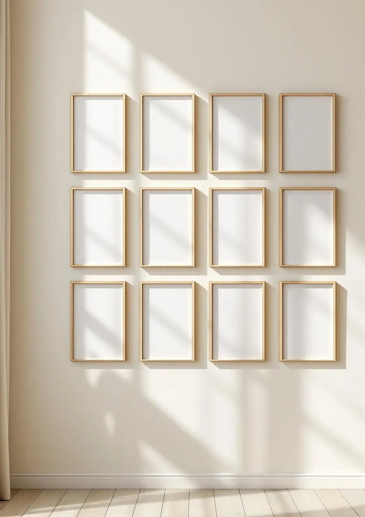Frame Editorial Room Mockup — Raw Pine Frame Portrait 2:3 — Perspective View — #01809 | MockupBulk