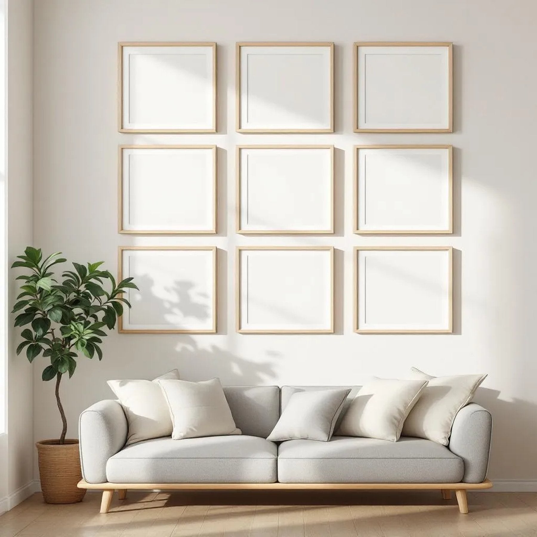 Frame Premium Interior Mockup — Plain Square Frame Portrait 2:3 — Perspective View — #01810 | MockupBulk