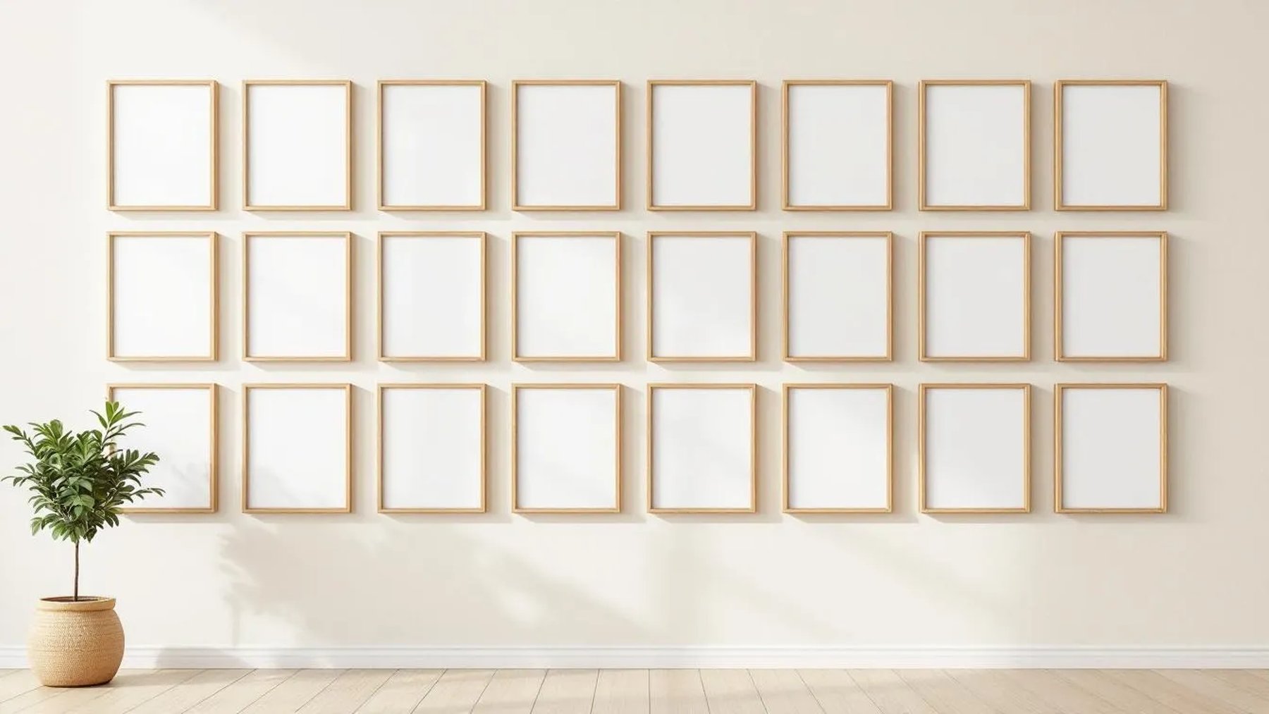 Frame Interior Frame Mockup — Raw Pine Frame Square 1:1 — Perspective View — #01811 | MockupBulk