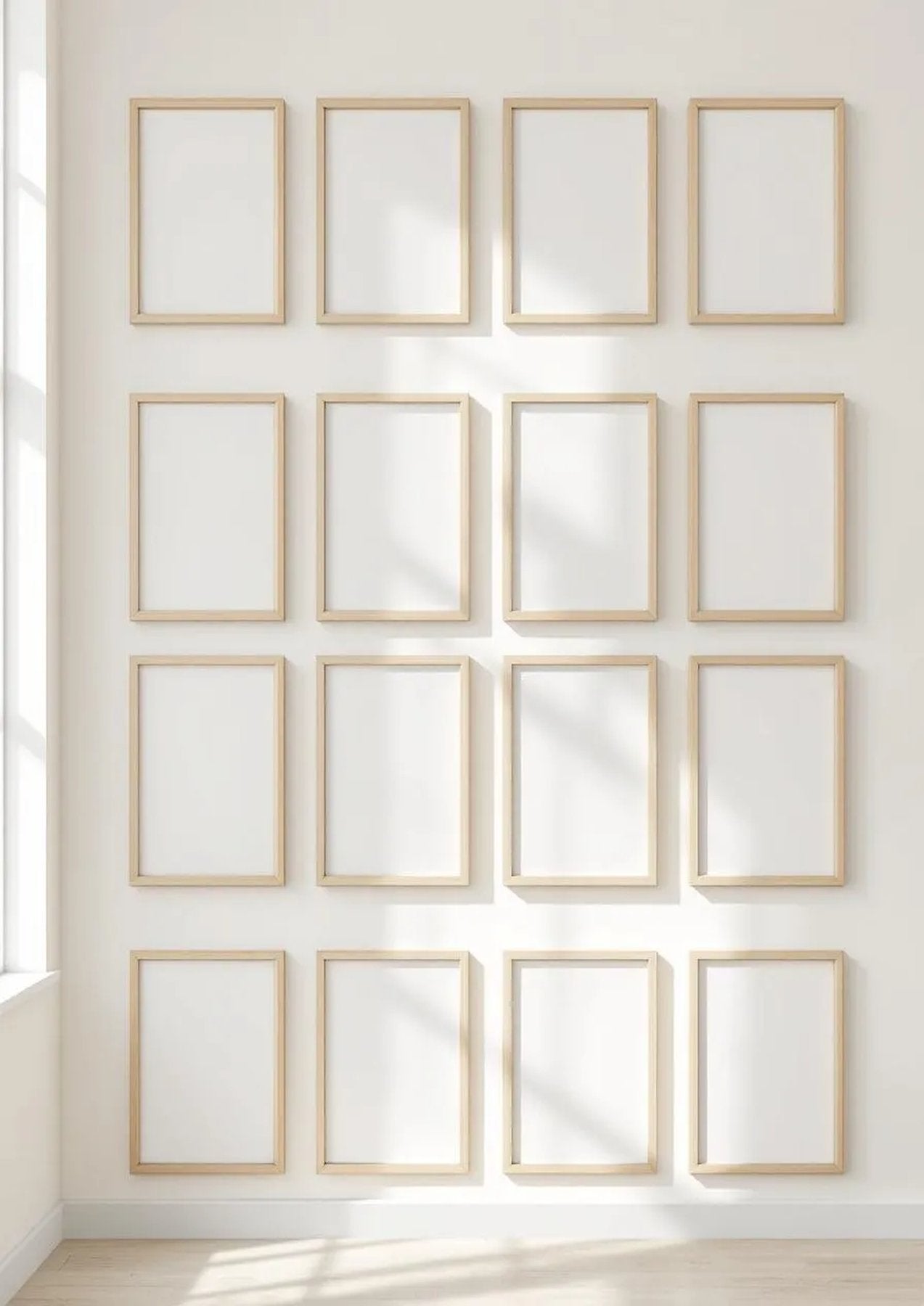 Frame Wall Art Mockup — Raw Pine Frame Portrait 2:3 — Perspective View — #01812 | MockupBulk