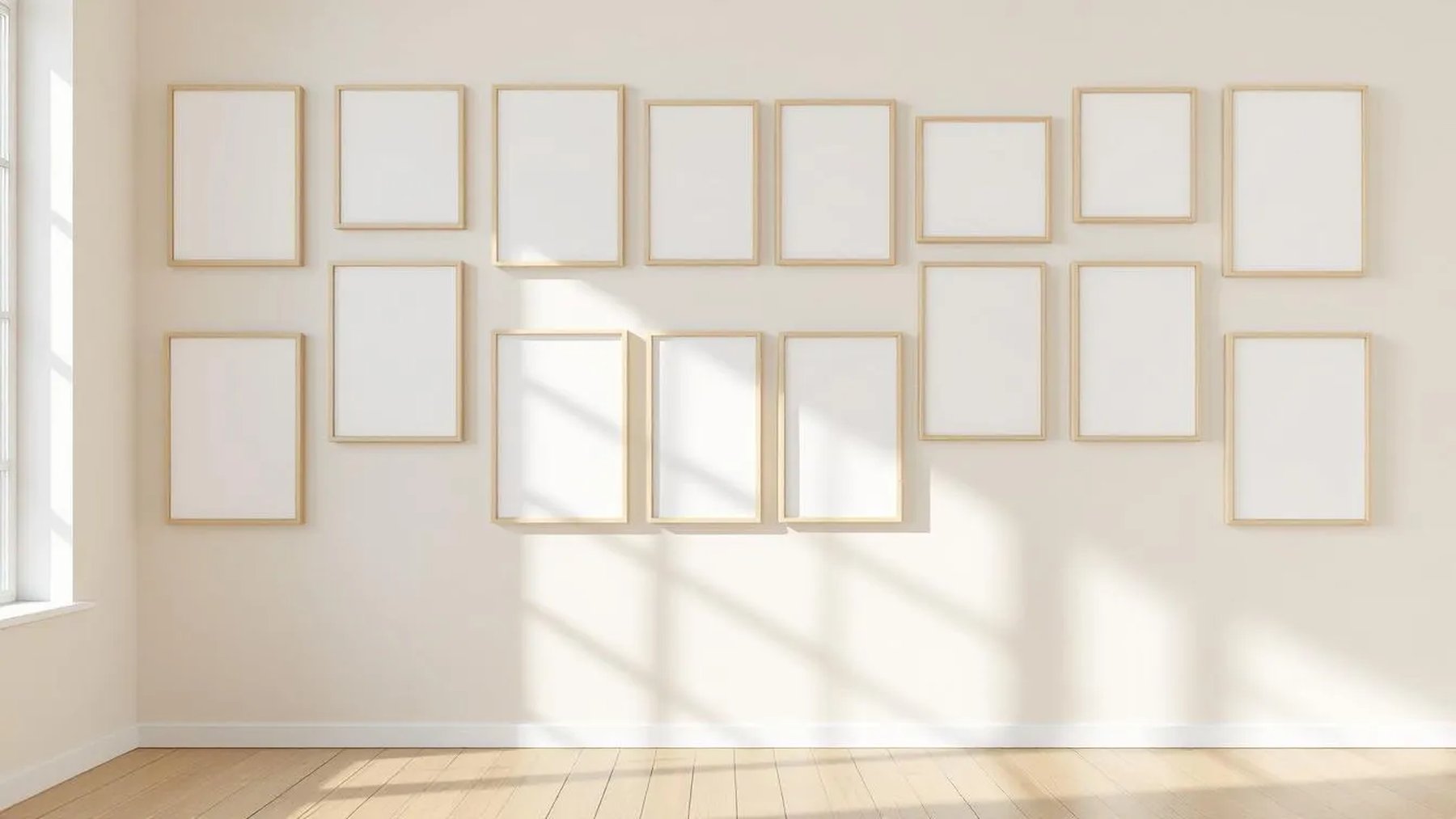 Frame Room Scene Mockup — Raw Pine Frame Portrait 2:3 — Perspective View — #01817 | MockupBulk