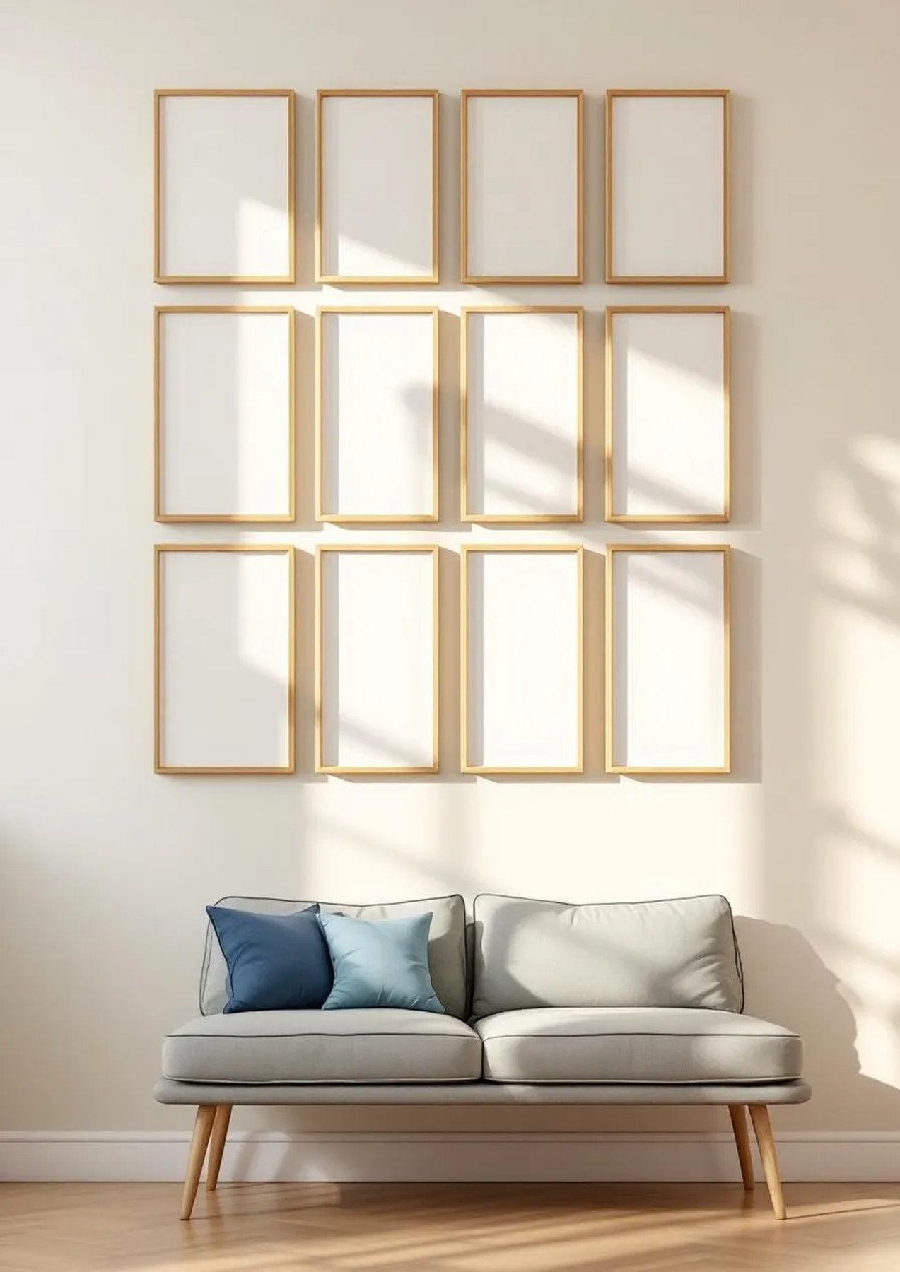 Frame Frame Display Mockup — Raw Pine Frame Portrait 2:3 — Perspective View — #01821 | MockupBulk