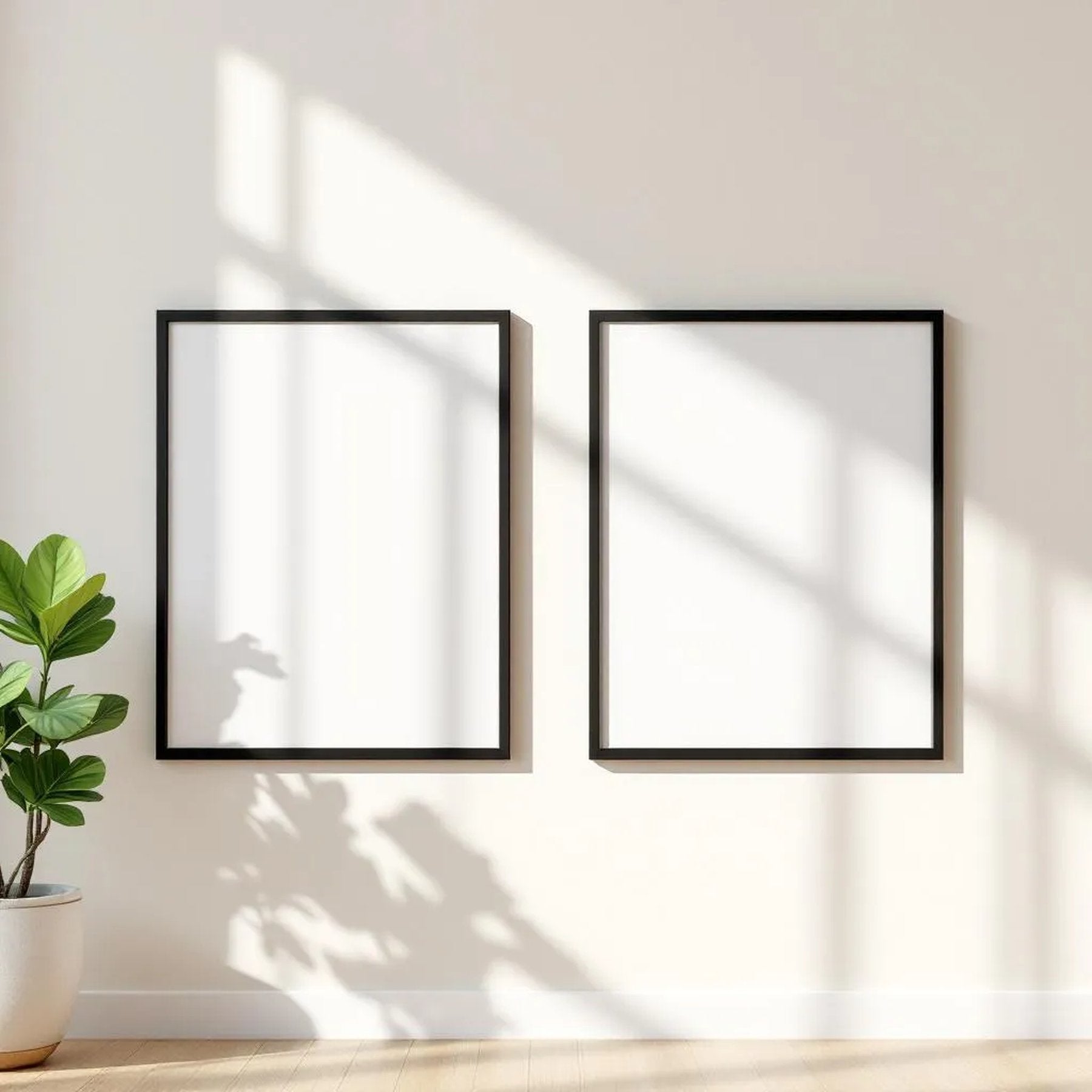 Frame Editorial Room Mockup — Plain Square Frame Portrait 2:3 — Perspective View — #00001 | MockupBulk