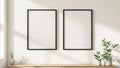 Frame Editorial Room Mockup — Matte Black Frame Square 1:1 — Perspective View — #00002 | MockupBulk