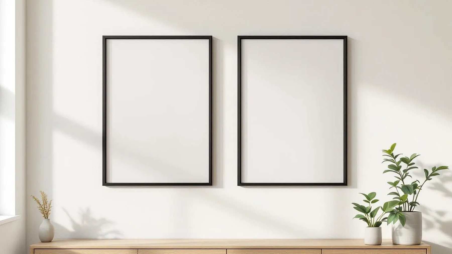 Frame Editorial Room Mockup — Matte Black Frame Square 1:1 — Perspective View — #00002 | MockupBulk