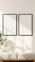 Frame Premium Interior Mockup — Matte Black Frame Landscape 3:4 — Perspective View — #00003 | MockupBulk