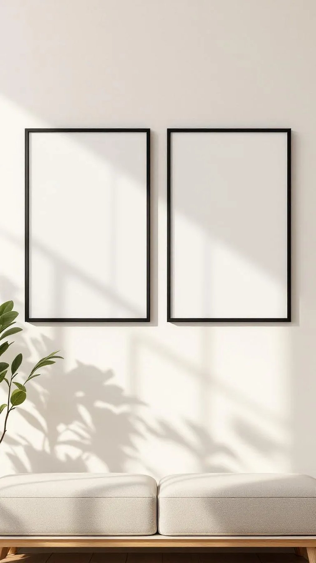 Frame Premium Interior Mockup — Matte Black Frame Landscape 3:4 — Perspective View — #00003 | MockupBulk