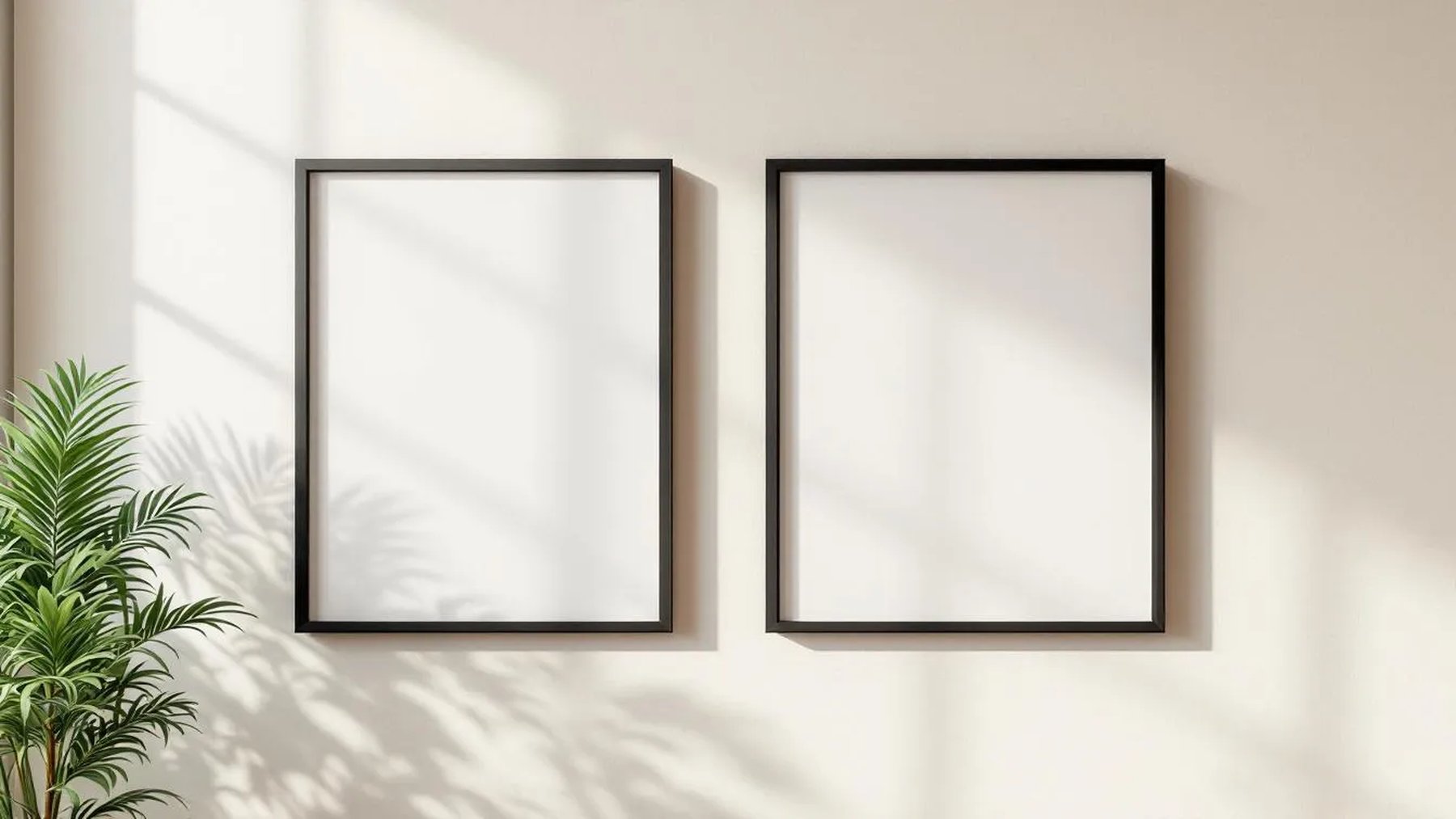Frame Premium Interior Mockup — Matte Black Frame Square 1:1 — Perspective View — #00005 | MockupBulk