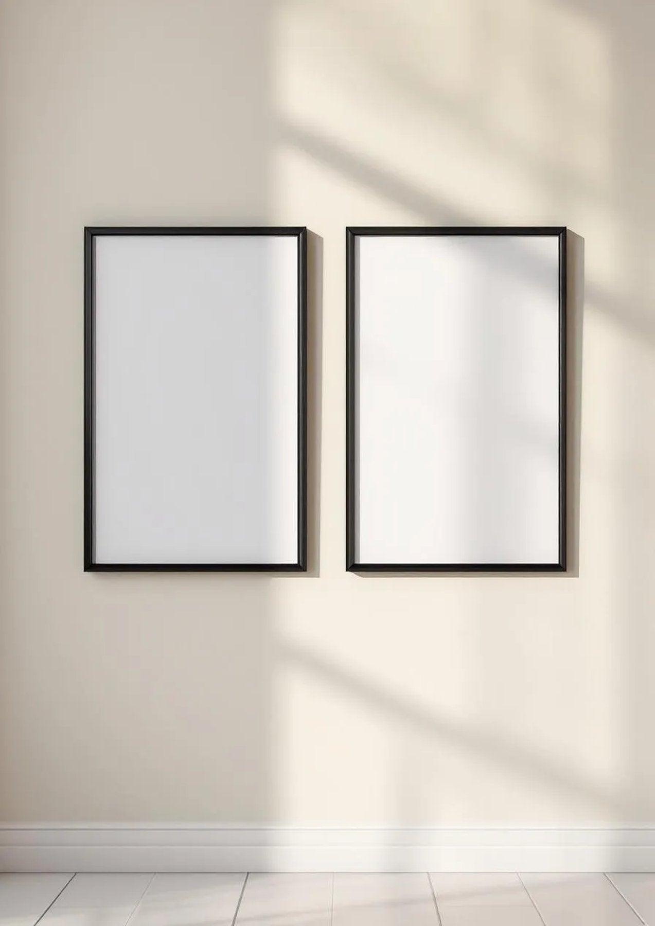 Frame Editorial Room Mockup — Matte Black Frame Portrait 2:3 — Perspective View — #00009 | MockupBulk